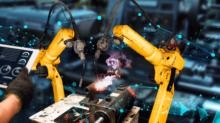 Projects background showing modern robotics and industrial technology